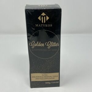 NIB Matykos Golden Glitter Blackhead Peel Off Mask Removal Tools & Applicator